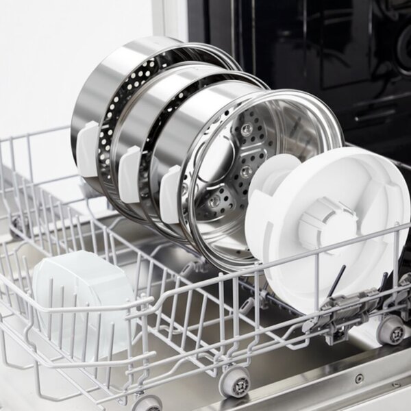 Tefal Vaporiera 900 W Pentola a Vapore 3 Cestelli con Superficie Piana I Acciaio Inox Colore Bianco - VC502D10