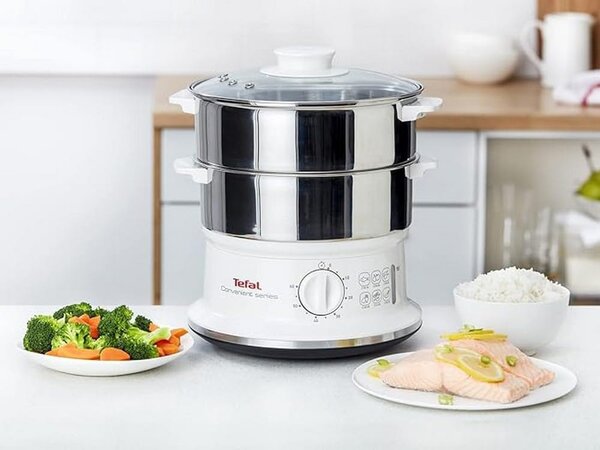 Tefal Vaporiera elettrica Cottura a vapore 2 Cestini Potenza 980 watt colore Inox - VC1451 Ultracompact