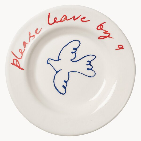 Piatto da dessert dipinto a mano Bird