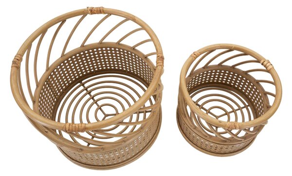 Portavasi in rattan e Metallo metallo set 2 Pezzi, PANAMA Dimensioni � 30x25-22x18 cm portavasi lavorazione paglia di Vienna