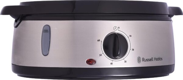 Russell Hobbs Vaporiera Elettrica Cottura a Vapore 3 cestini potenza 800 Watt Colore Nero / Acciaio inossidabile Spegnimento Automatico - 19270-56 