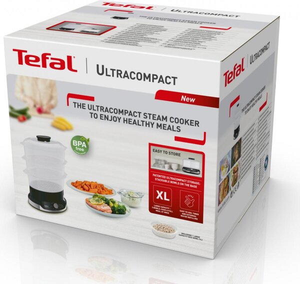 Tefal Vaporiera elettrica Cottura a Vapore Capacit 9 litri Potenza 800 watt colore Nero - VC204810 Ultracompact