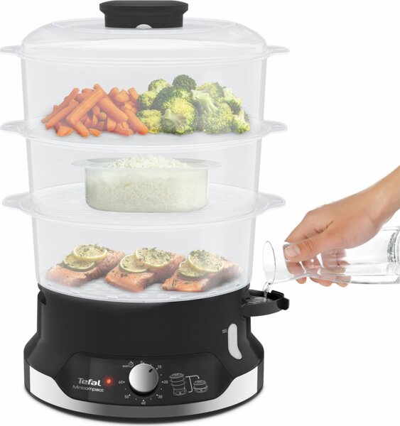 Tefal Vaporiera elettrica Cottura a Vapore Capacit 9 litri Potenza 800 watt colore Nero - VC204810 Ultracompact