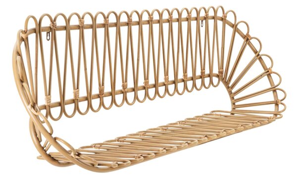 Mensola, Libreria da parete in Rattan ripiano avorio PANAMA 162x28x43,5 cm completa con appendiabiti
