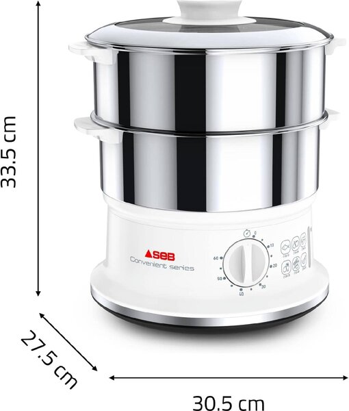 Tefal Vaporiera elettrica Cottura a vapore 2 Cestini Potenza 980 watt colore Inox - VC1451 Ultracompact