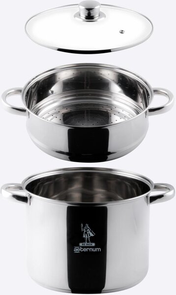 Aeternum Vaporiera per Induzione 22 cm con 2 Manici colore Acciaio Satinato - La Divina