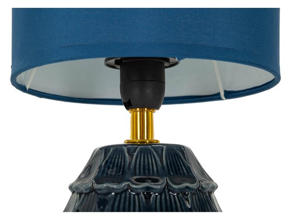 Lampada da comodino con base blu a forma di pigna PIGNY BLUE Dimensioni � 15x h 30 cm Lampada E-27 Attacco con filo FILO paralume colore blu
