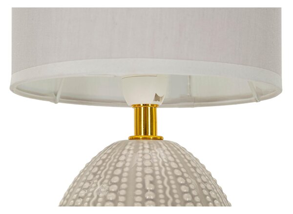 Lampada da comodino elegante con base blu e decorazioni in rilievo irregolari FLAVI GREY Dimensioni � 15x h 30,5 cm Lampada E-27 Attacco con filo FILO paralume colore grigio