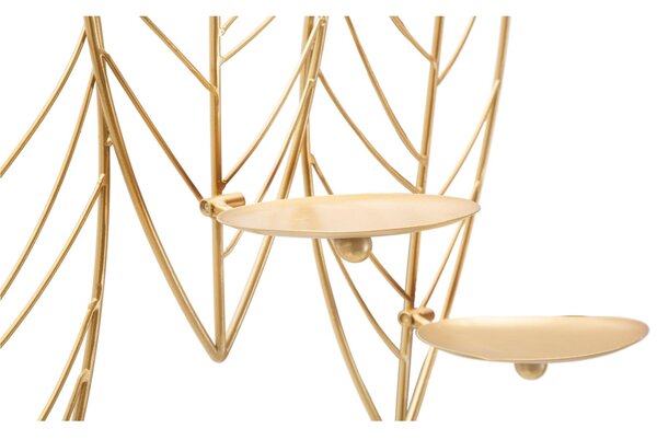 Porta candele da Muro in Metallo dorato design serie di foglie. HOLDER LEAF 60x14xh 56 cm design serie di foglie