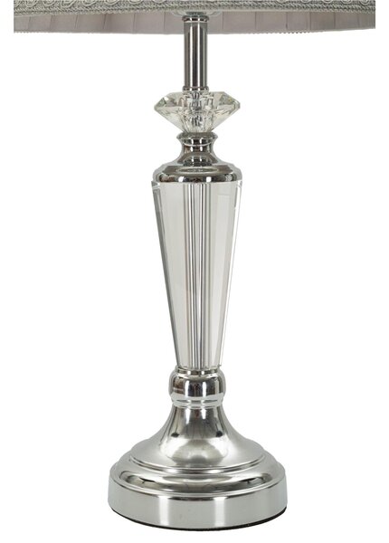 Lampada da tavolo in metallo argentato e vetro Dimensioni � 30x h 56 cm Lampada E-27 Attacco con filo FILO paralume in velluto crema