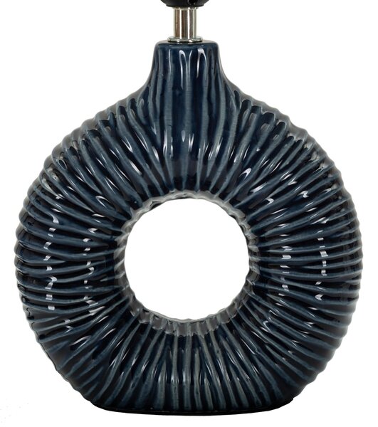 Lampada da Tavolo elegante con base blu e decorazioni in rilievo irregolari SETA BLU Dimensioni � 28x15x h 43 cm Lampada E-27 Attacco con filo FILO paralume colore blu