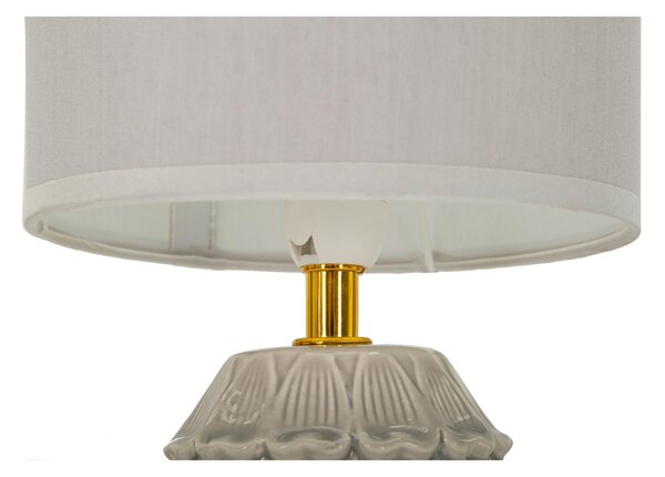 Lampada da comodino con base blu a forma di pigna PIGNY GREY Dimensioni � 15x h 30 cm Lampada E-27 Attacco con filo FILO paralume colore Grigio