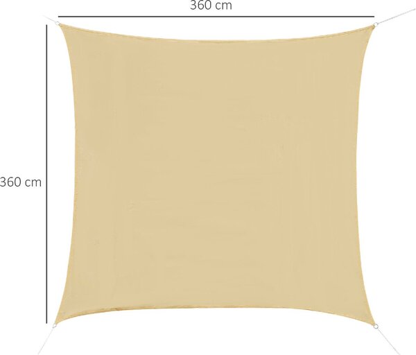 VivaGarden Vela Ombreggiante Impermeabile Quadrata 3,6x3,6 mt in HDPE con Protezione raggi UV colore Beige
