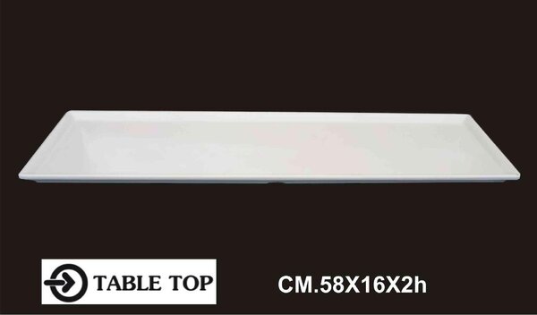 Table Top Vassoio Melamina Rettangolare cm 58x16x2h Bianco - 1007