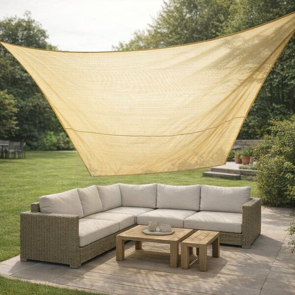 VivaGarden Vela Ombreggiante Impermeabile Quadrata 3,6x3,6 mt in HDPE con Protezione raggi UV colore Beige