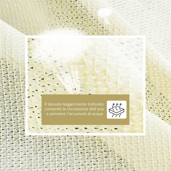 VivaGarden Vela Ombreggiante Impermeabile Rettangolare 3x4 mt in HDPE con Protezione raggi UV colore Crema