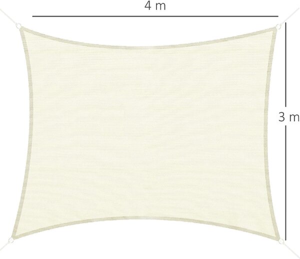 VivaGarden Vela Ombreggiante Impermeabile Rettangolare 3x4 mt in HDPE con Protezione raggi UV colore Crema