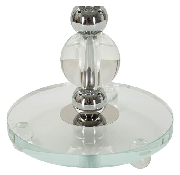 Lampada da tavolo in metallo argentato e vetro TOLLY Dimensioni � 30x h 48 cm Lampada E-27 Attacco con filo FILO paralume colore bianco e argento