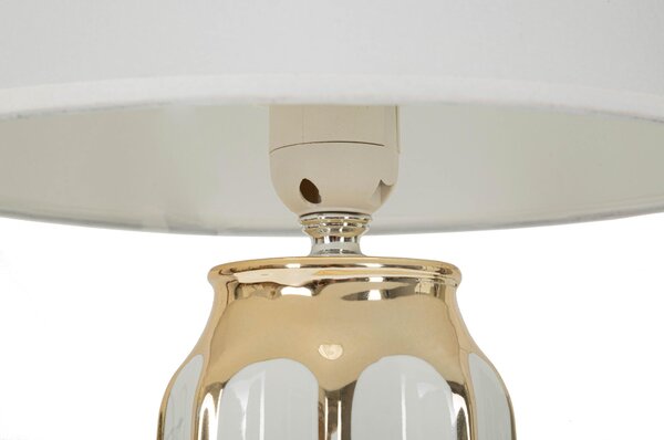 Lampada da tavolo in ceramica bianca e dorata FLORIDA Dimensioni � 30x h 43,5 cm Lampada E-27 Attacco con filo FILO paralume colore bianco e oro