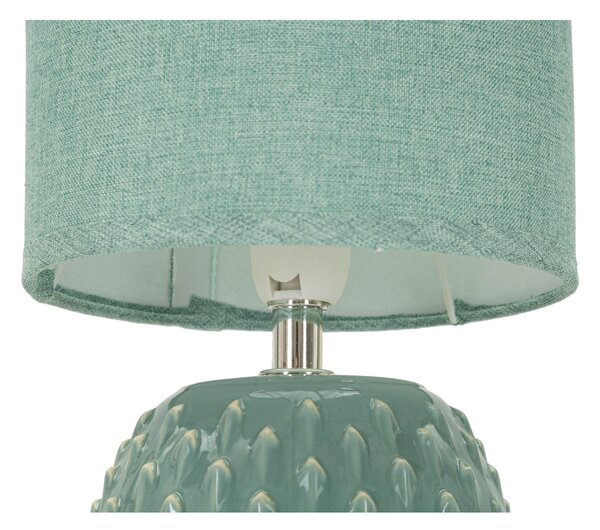 Lampada da comodino con base TURCHESE e decorazioni in rilievo PONTUS PEACH Dimensioni � 15x h 30 cm Lampada E-27 Attacco con filo FILO paralume colore Rosa