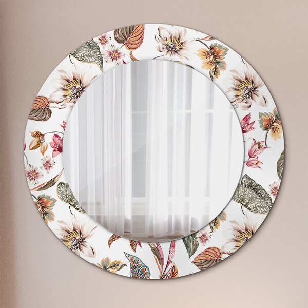 Specchio rotondo stampato Fiori vintage fi 50 cm