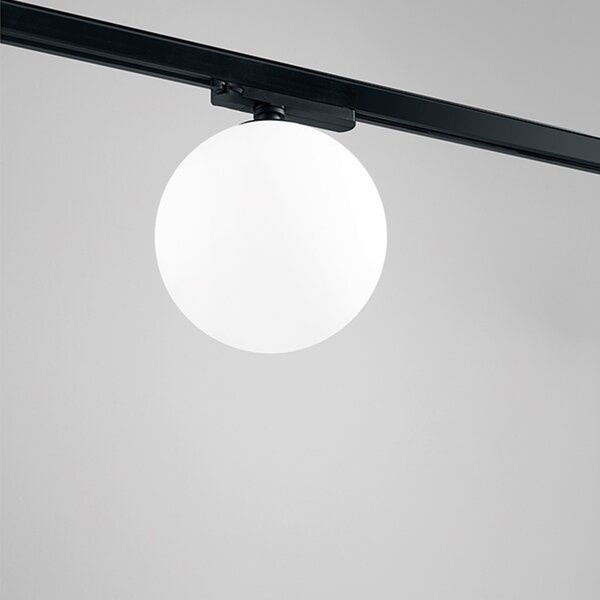 Plafoniera Sfera Per Binario Metallo Nero Acrilico Led 15W 3000K