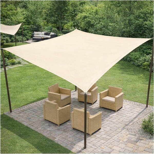 LIF Vela Ombreggiante Quadrata 3,6x3,6 mt in Polietilene con Protezione raggi UV colore Beige - Square