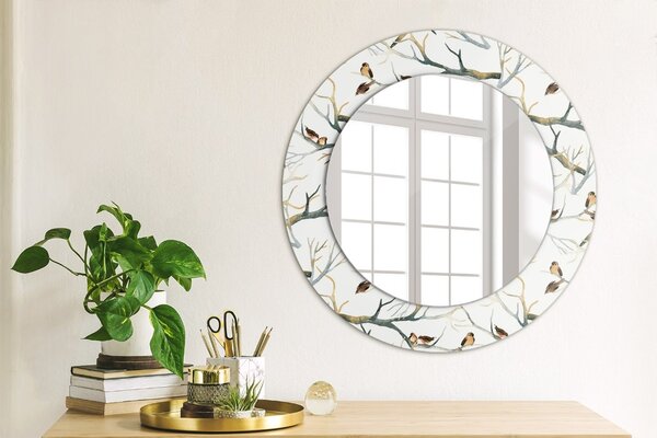 Specchio rotondo stampato Sparrows birds branys fi 50 cm