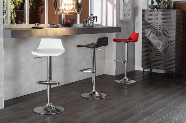 Sgabello Fred Kitchen e Living 39x41xH72 94 cm, ruota a 360 Gradi Seduta e Schienale Rosso, Gambe Grigio, Seduta e Schienale in Polipropilene, Struttura in Metallo