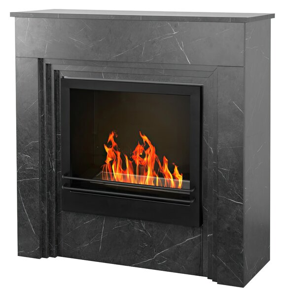 Camino a bioetanolo da terra BELLINI in legno effetto Marmo Nero Made in Italy L96 x P35 x H96
