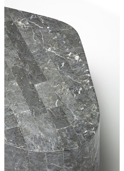 Tavolino Trapezio Stone Decor E5 100x52xh28 cm, Finitura Grigio, Base in Pietra Fossile Gray Stone