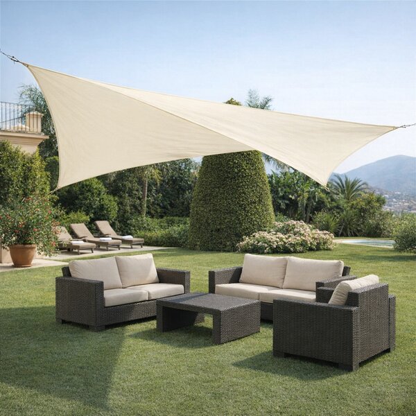 LIF Vela Ombreggiante Triangolare 3,6x3,6x3,6 mt in Polietilene con Protezione raggi UV colore Beige - Triangle