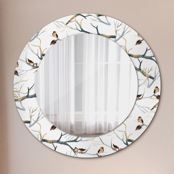 Specchio rotondo stampato Sparrows birds branys fi 50 cm