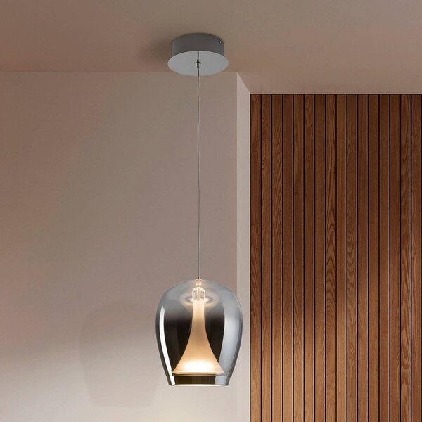 Schuller Valencia Lampada a sospensione in vetro Suspiro, Alluminio / Grigio / Zincato, Soggiorno / Sala da pranzo, Vetro, Lampada a sospensione