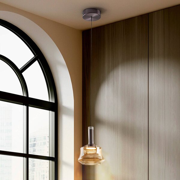 Schuller Valencia Lampada a sospensione in vetro Scarlett, dimmerabile, Crema / Ambra, Soggiorno / Sala da pranzo, Vetro, Lampada a sospensione