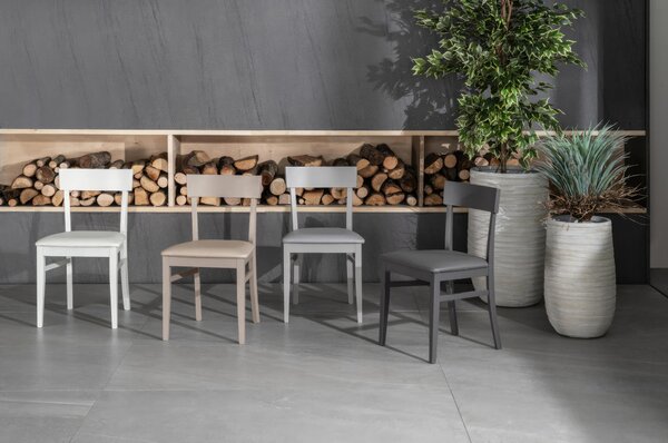 Sedia Monaco Kitchen & Living E5 44x45xH82 cm, colore tortora, materiale similpelle e legno