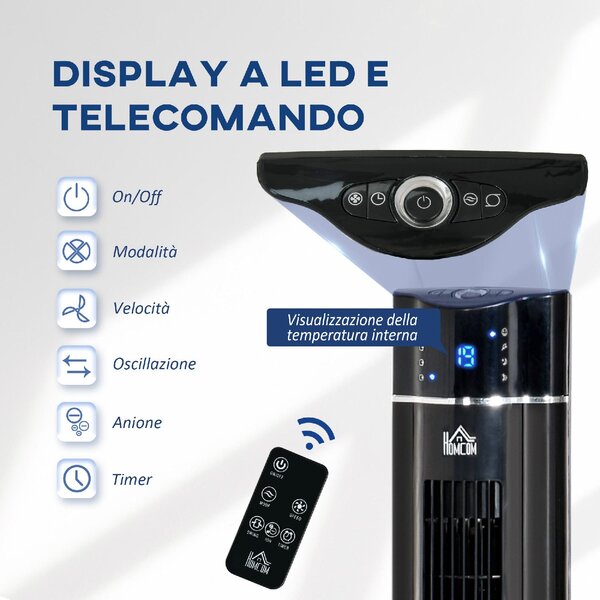 DecHome Ventilatore a Colonna 60W con 3 Velocit 3 Modalit e Timer 8h in ABS 32x106.8 cm colore Nero - 77MV90
