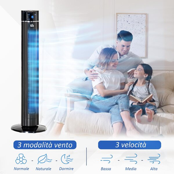 DecHome Ventilatore a Colonna 60W con 3 Velocit 3 Modalit e Timer 8h in ABS 32x106.8 cm colore Nero - 77MV90