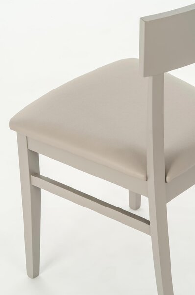 Sedia Monaco Kitchen & Living E5 44x45xH82 cm, Seduta grigio chiaro, Schienale grigio chiaro, Gambe grigio, Seduta in Similpelle, Schienale e Gambe in Legno