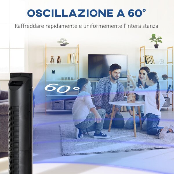 DecHome Ventilatore a Colonna 60W con 3 Velocit 3 Modalit e Timer 8h in ABS 32x106.8 cm colore Nero - 77MV90