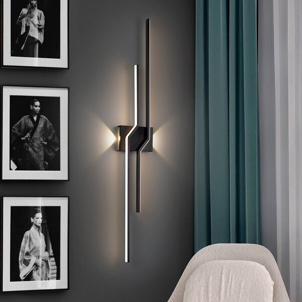 Schuller Valencia Applique da parete a LED Zig Zag, Nero, Soggiorno / Sala da pranzo, Alluminio, Moderno, Applique a LED