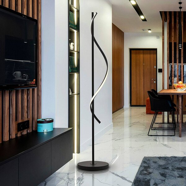 Schuller Valencia Lampada da terra a LED Boa, Nero, Soggiorno / Sala da pranzo, Alluminio, Moderno, Lampada LED da terra
