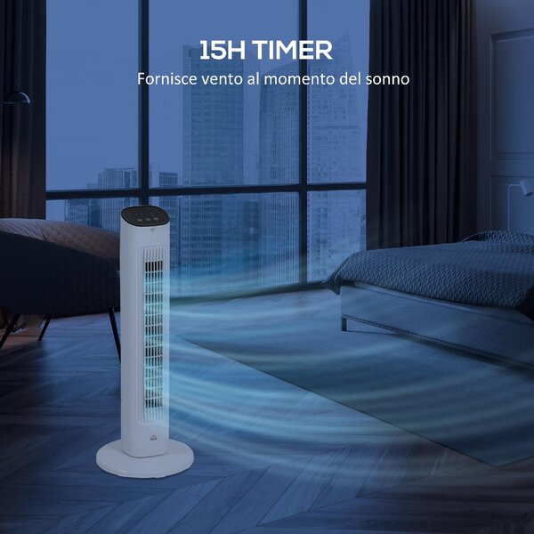 DecHome Ventilatore a Colonna con Telecomando e 3 Velocit Timer 15 Ore Oscillazione e Modalit Notte colore Bianco - 27N0WT
