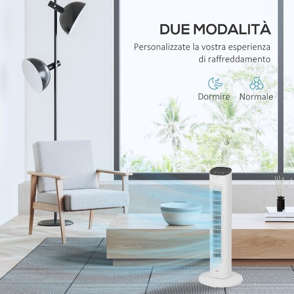 DecHome Ventilatore a Colonna con Telecomando e 3 Velocit Timer 15 Ore Oscillazione e Modalit Notte colore Bianco - 27N0WT