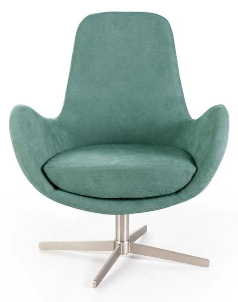 Poltrona Girevole Olga Madie e Complementi d'arredo E5 72x64xh85 cm, Rivestimento Acquamarina, Materiale Tessuto e Metallo