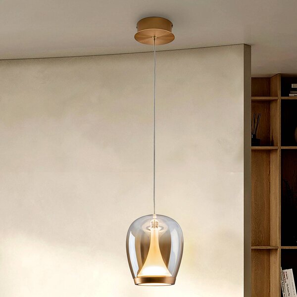 Schuller Valencia Lampada a sospensione in vetro Suspiro, Crema / Ambra, Soggiorno / Sala da pranzo, Vetro, Lampada a sospensione