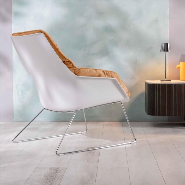 Poltrona Imbottita con struttura in Polipropilene e base in metallo circolare MOD GRACE dimensioni 74x85,5x h 86cm - peso 11,5 kg seduta sfoderabile e lavabile Giallo