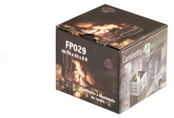 Biocamino da tavolo set 3 pezzi con Struttura in metallo verniciato e Vetro temperato Skato Dimensioni 10x10x h8 cm - peso 1,5 kg Riscalda colore nero