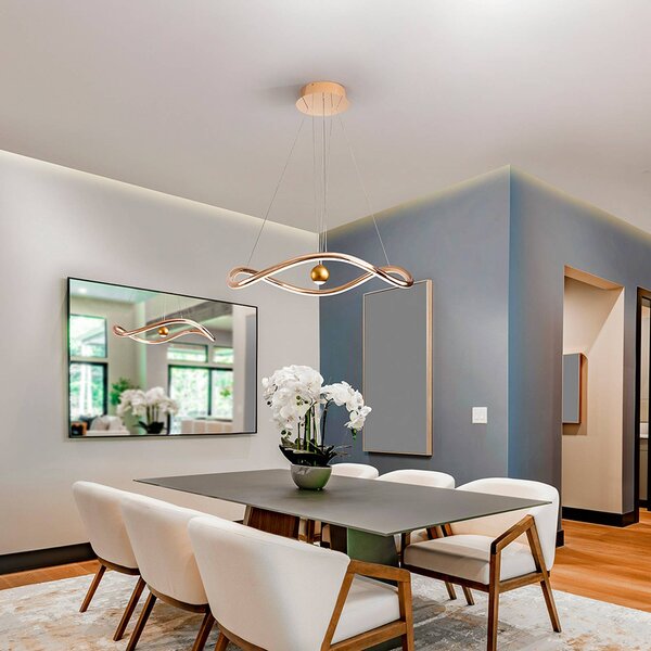 Schuller Valencia Lampada LED a sospensione Romina, Ø 78 cm, metallo dorato CCT dimmerabile, Ottone / Oro, Soggiorno / Sala da pranzo, Alluminio