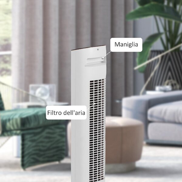 DecHome Ventilatore a Colonna con Telecomando e 3 Velocit Timer 15 Ore Oscillazione e Modalit Notte colore Bianco - 27N0WT